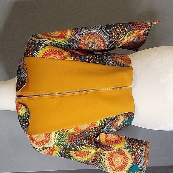 For Her NYC Back Zip 3/4 Sleeve 70's Look Crop Top - Size XL - Picture 3 of 12